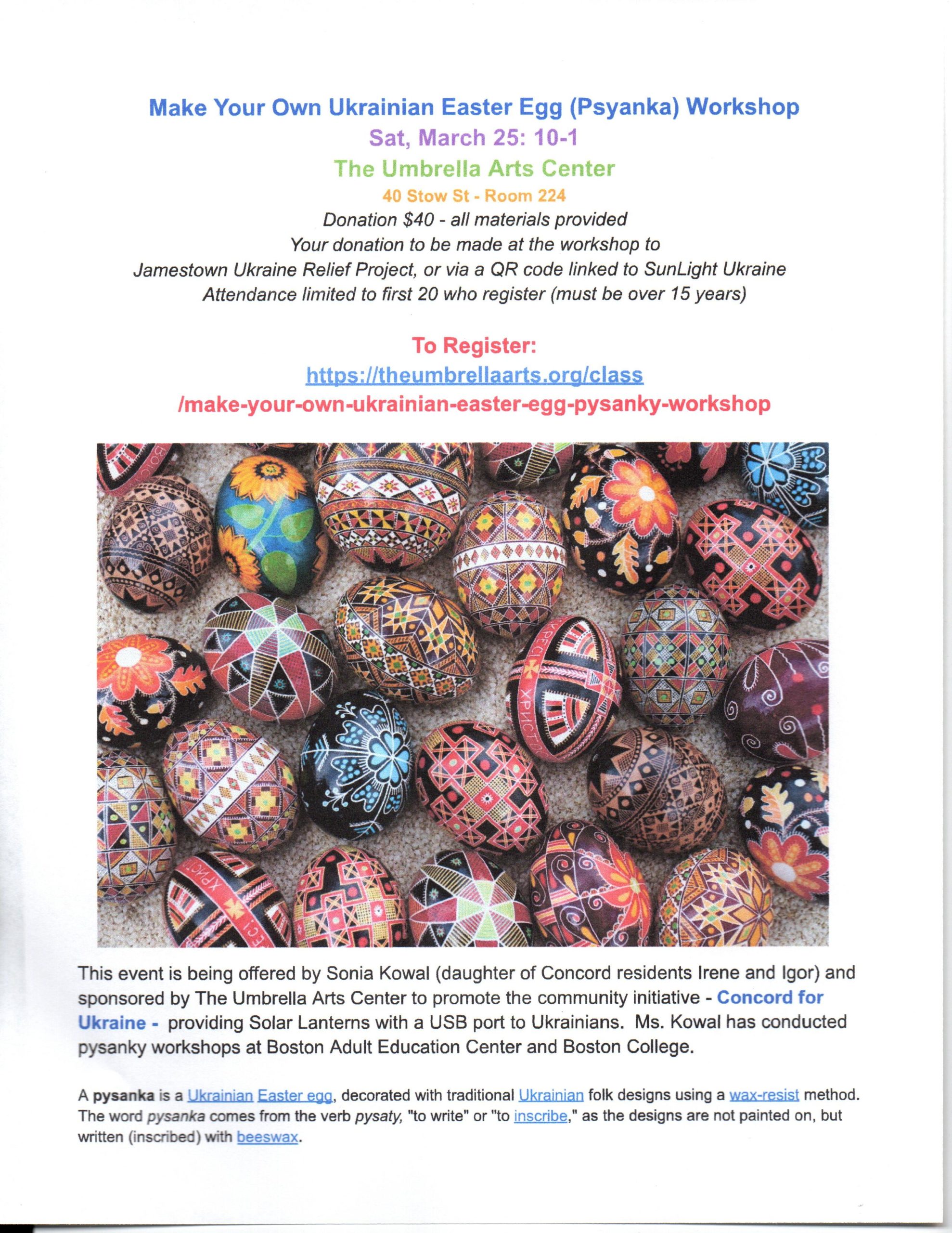 Make Your Own Ukrainian Easter Egg (pysanky workshop)