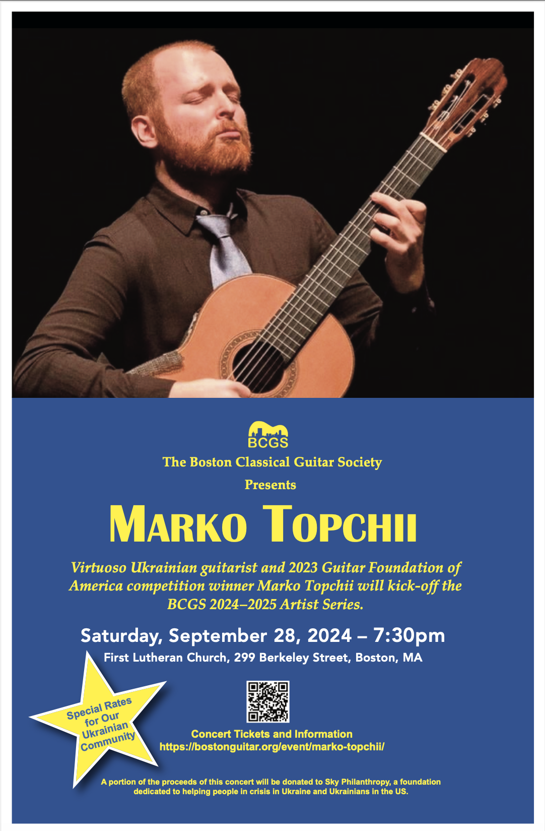 The Boston Classical Guitar Society presents Marko Topchii
