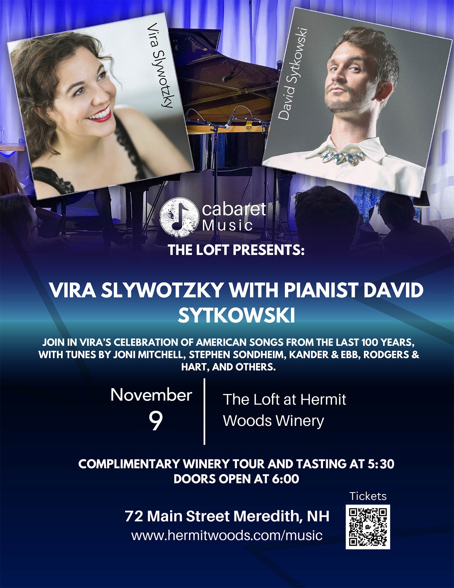 Vira Slywotzky and Pianist David Sytkowski at the Loft at Hermit Woods
