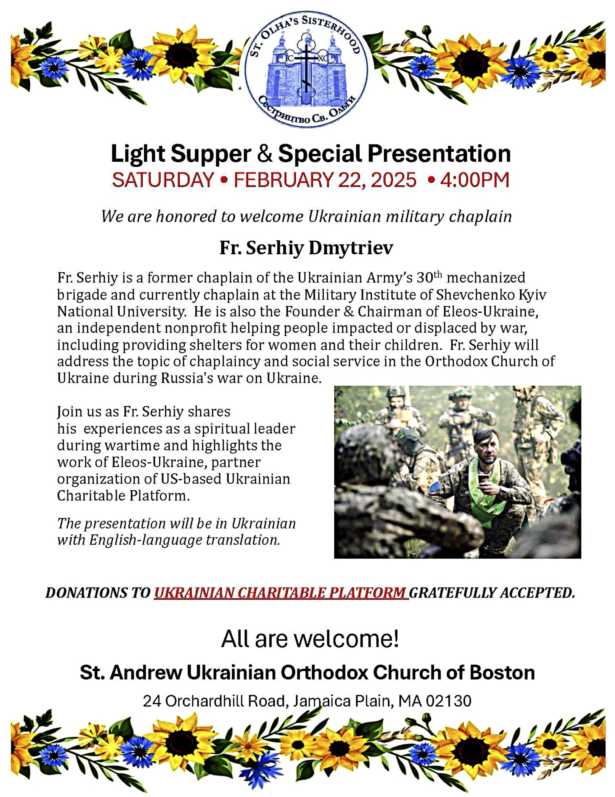 Light Supper & Special Presentation
